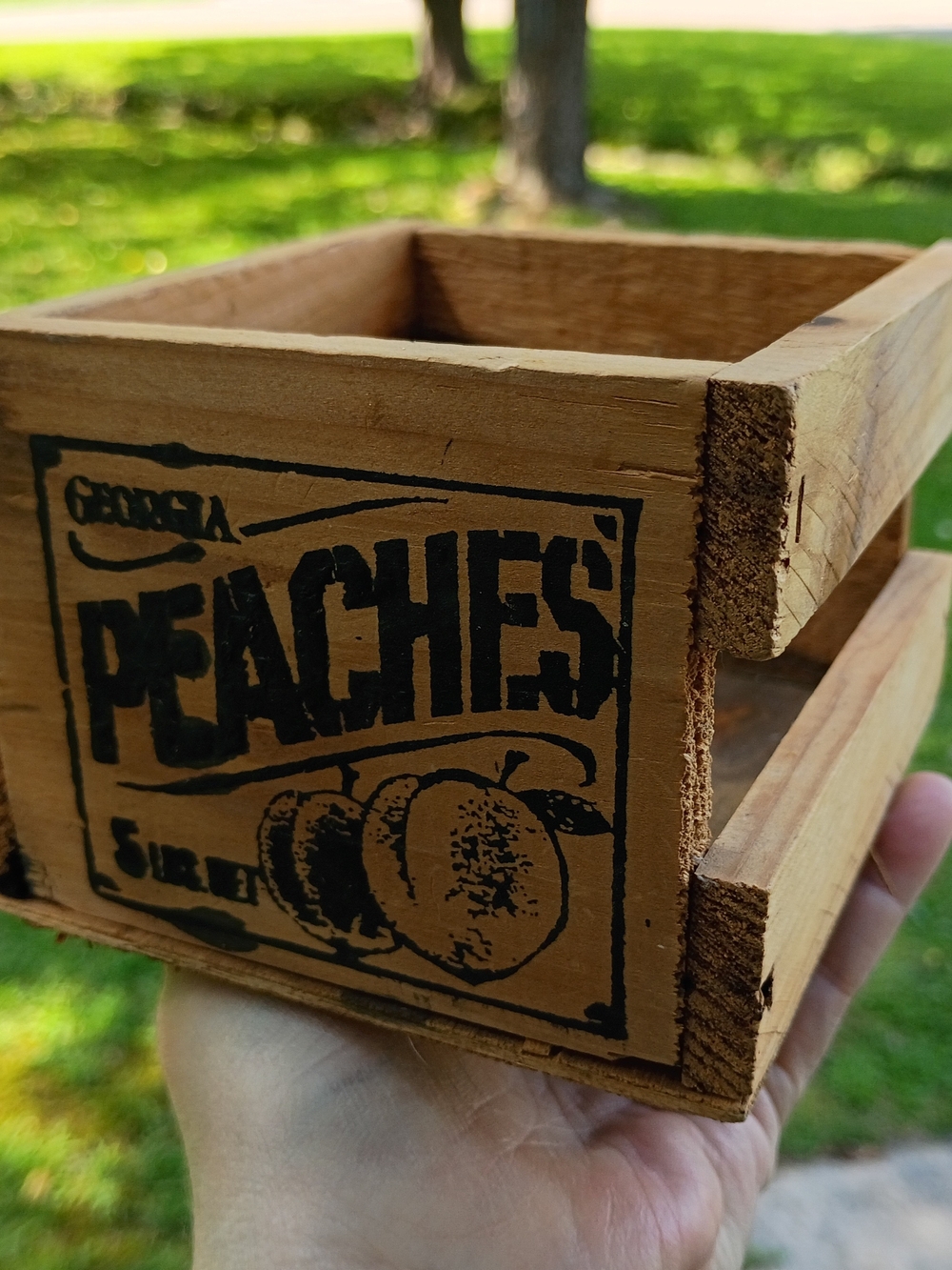 Vtg Wooden Miniature 5" Georgia Peaches Decorative Crate